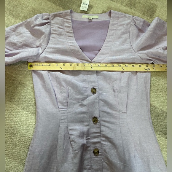 LOFT Women’s Button V-Neck Dress Orchid Flash Purple NWT (Size 0) - Picture 7 of 8